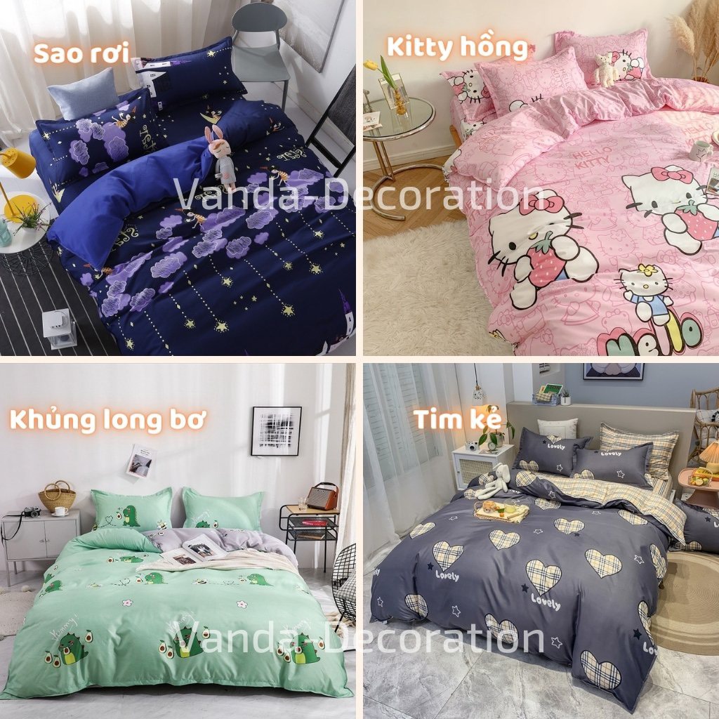 Bộ vỏ chăn ga gối VANDA Chất Cotton Poly nhiều họa tiết INBOX chọn mẫu | BigBuy360 - bigbuy360.vn