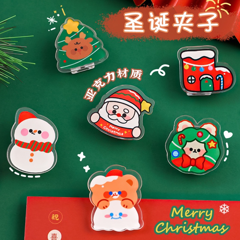 1 Kẹp Mở Giấy Note Bằng Acrylic Hình Ông Già Noel Hoạt Hình Diy