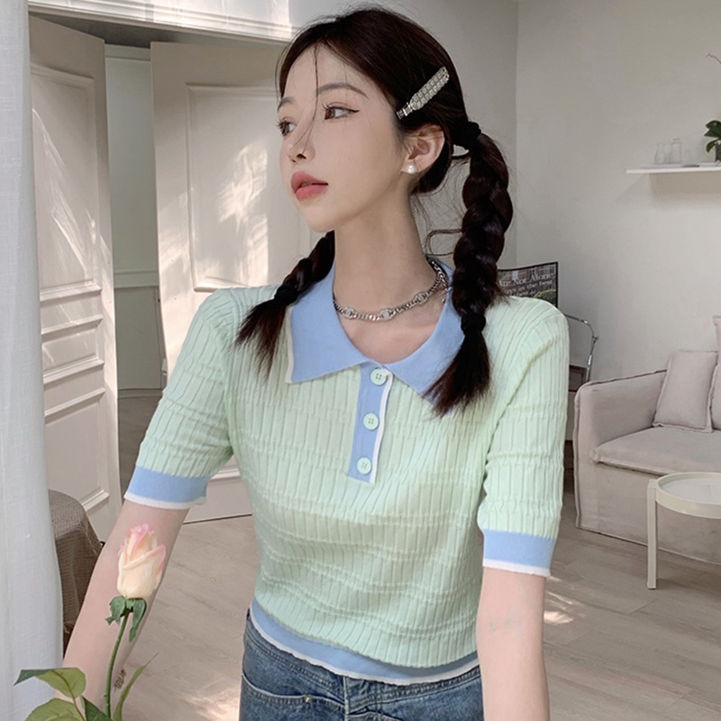 Áo thun ZHELIHANGFEI cổ polo tay ngắn dễ phối đồ thời trang dành cho nữ
