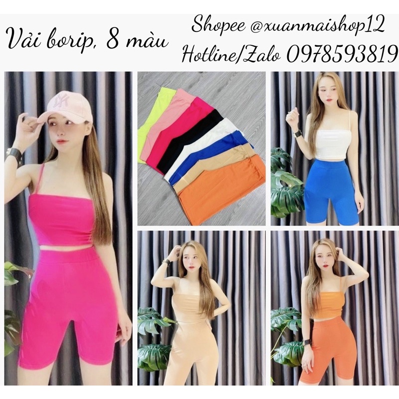 [FREESHIP] Quần ngố legging đùi cạp cao/ lưng cao chất borip cotton nhiều màu