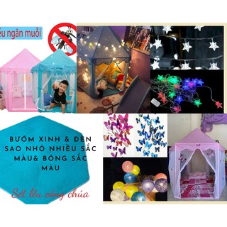 Combo Lều xinh + đèn trang trí + thảm lót lều + Bướm 3D