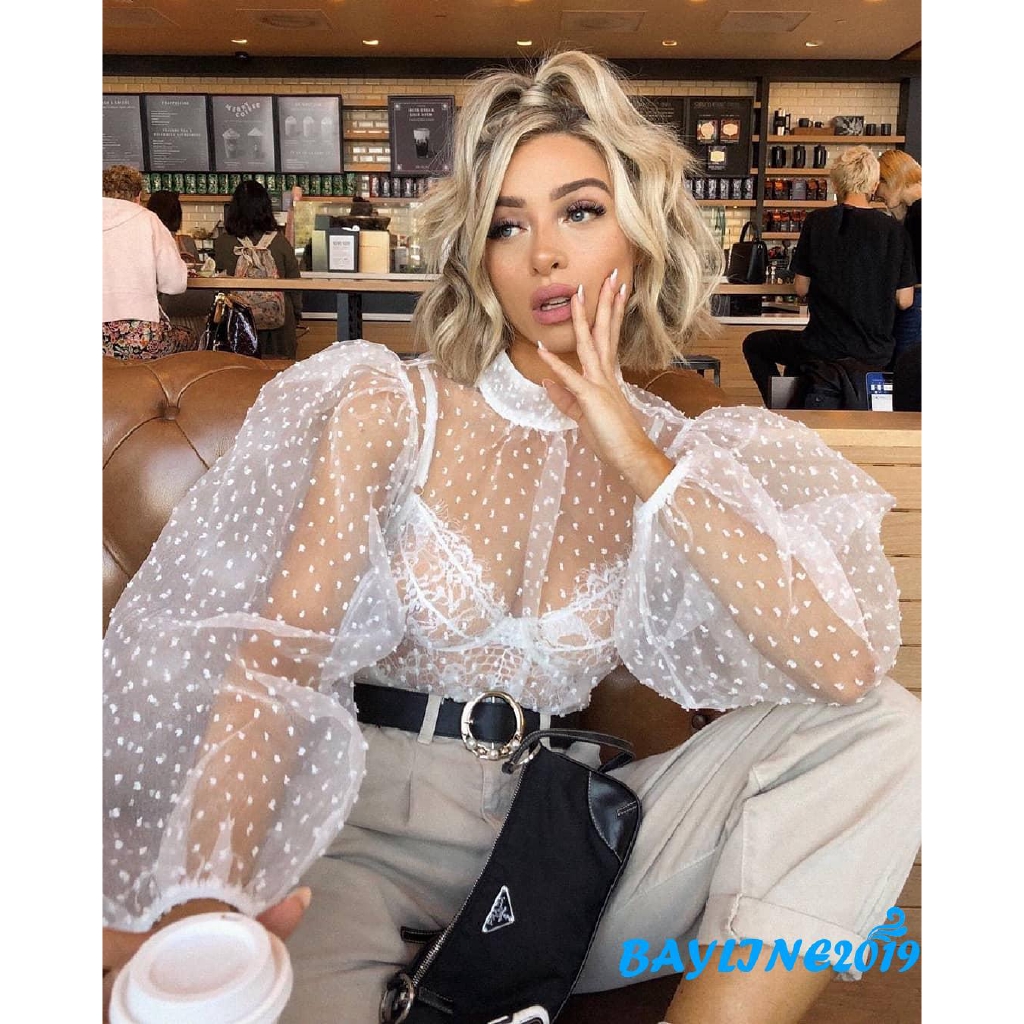 Áo Lưới Xuyên Thấu Dài Tay Thời Trang Quyến Rũ Cho Nữ