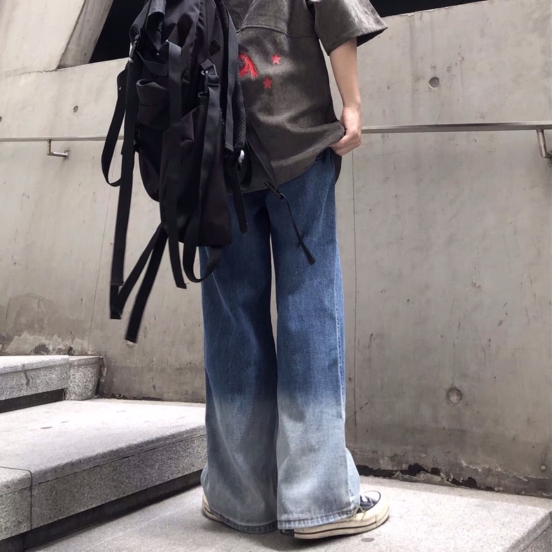Quần bò jeans ống rộng ombre mix màu đậm nhạt Ulzzang oversize siêu chất ❤️