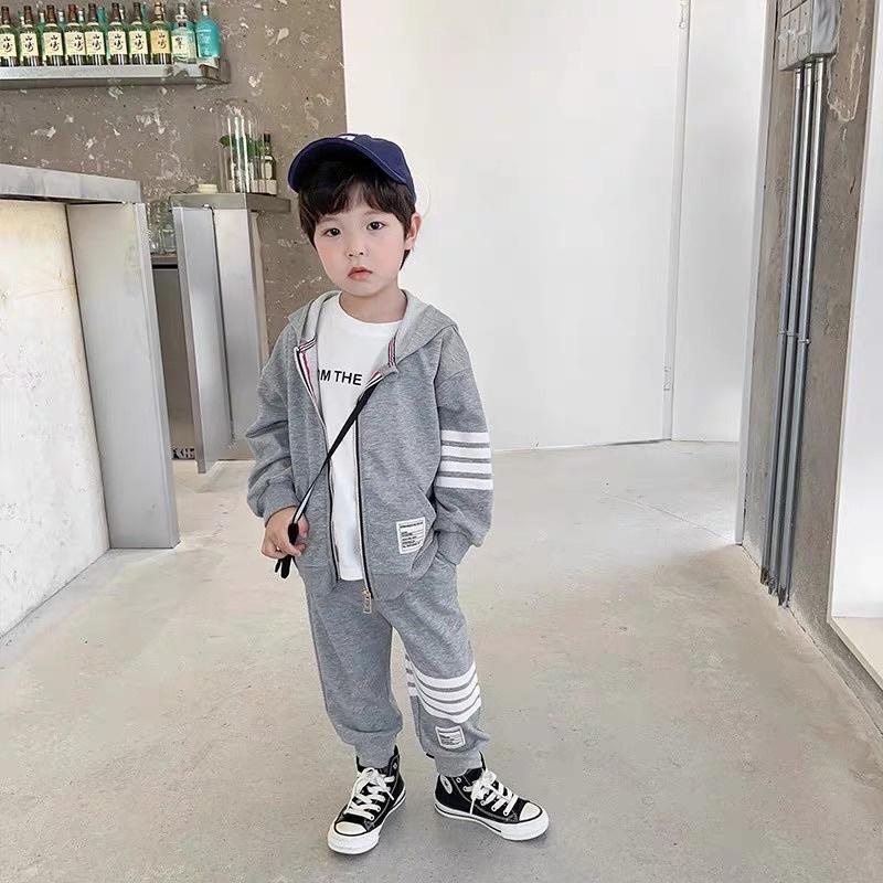 Bộ quần áo thu đông cho bé trai bé gái bộ áo khoác thể thao cho bé 8-18kg Tunkid chất nỉ ấm áp