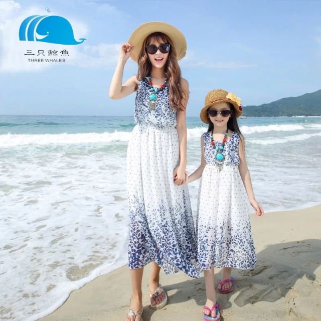 Váy maxi đi biển, váy đi biển,đồ đi biển cho mẹ và bé