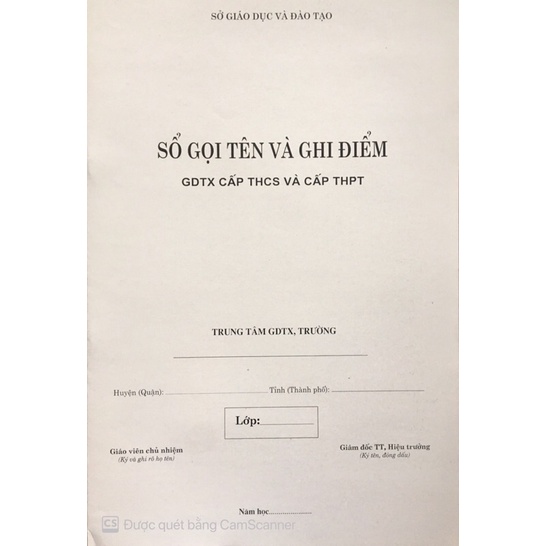 Sổ Gọi Tên Và Ghi Điểm GDTX và THPT