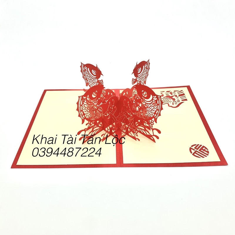 Thiệp nổi 3D Tết khai trương Tân gia thi cử cả năm dư dã công danh thăng tiến