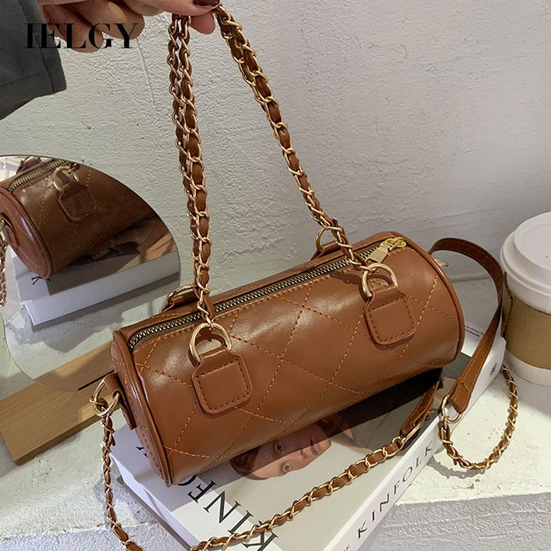 Túi đeo chéo màu trơn thiết kế kết cấu hình thoi thời trang thanh lịch cho nữ