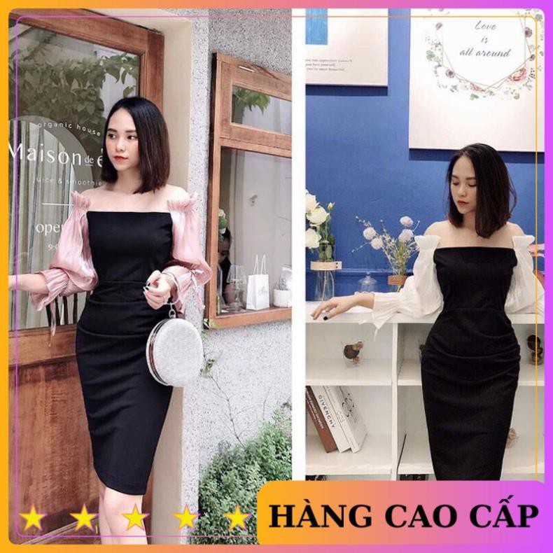 [UY TÍN-CHẤT LƯỢNG]Đầm Nữ Ôm Body Phối Tay Phi Vải Umi Co Giãn VNJ331 Free Size 46 - 52Kg