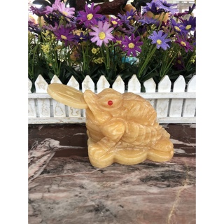 Tượng Cóc Ba Chân, Thiềm Thừ phong thủy chiêu tài lộc đá ngọc hoàng long - Dài 12 cm