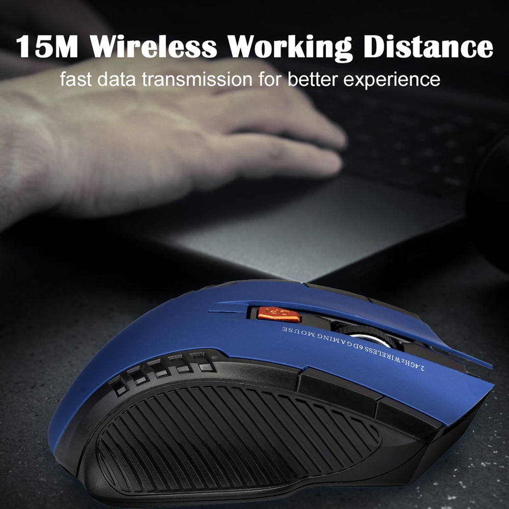 Chuột Quang Không Dây 2.4GHz Kèm Đầu Nhận USB 1600DPI 6 Nút Bấm Chuyên Dụng Cho Máy Tính / Laptop