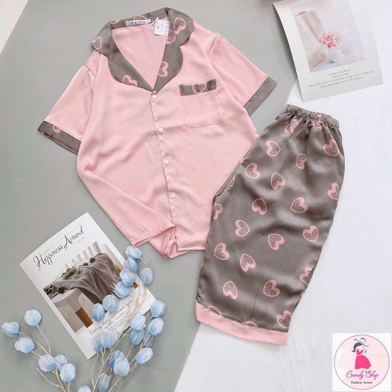 [Ảnh + VideoThật] Đồ Bộ Pijama LỤA SATIN LOẠI 1 Size 40-65kg áo cộc Quần lửng thấm hút mồ hôi | BigBuy360 - bigbuy360.vn