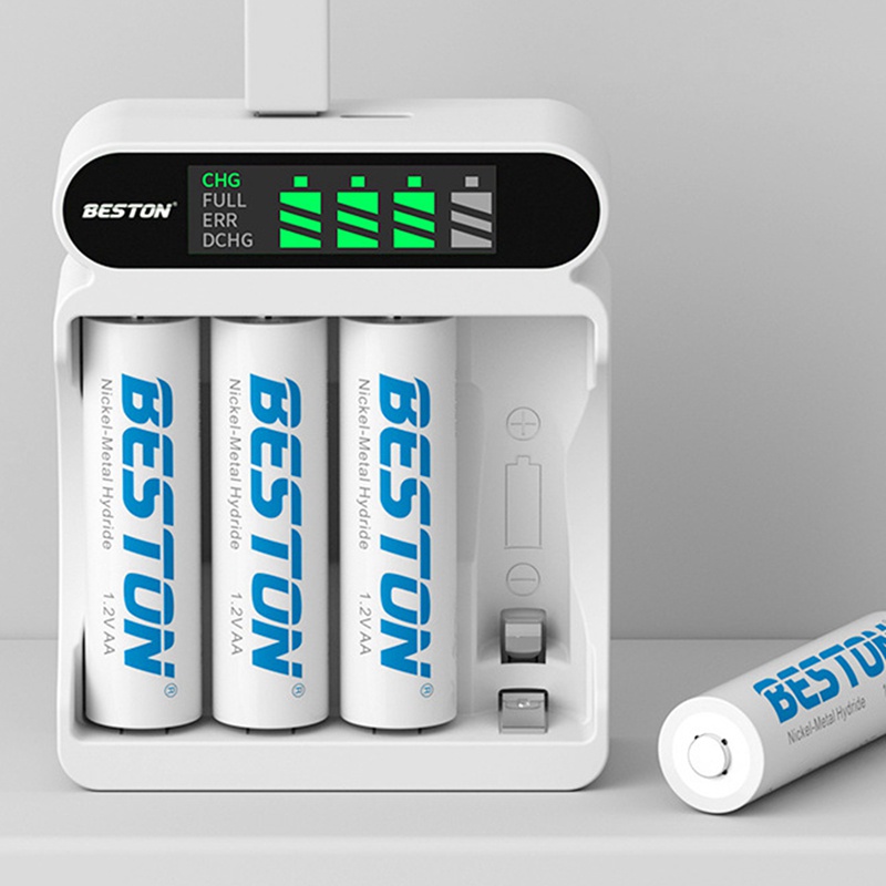 BESTON C9023L 4-Slot LCD Screen Display Fast Charging Charger for AA/AAA 1.2V Ni-MH Rechargeable Battery Supports Mixed Charge