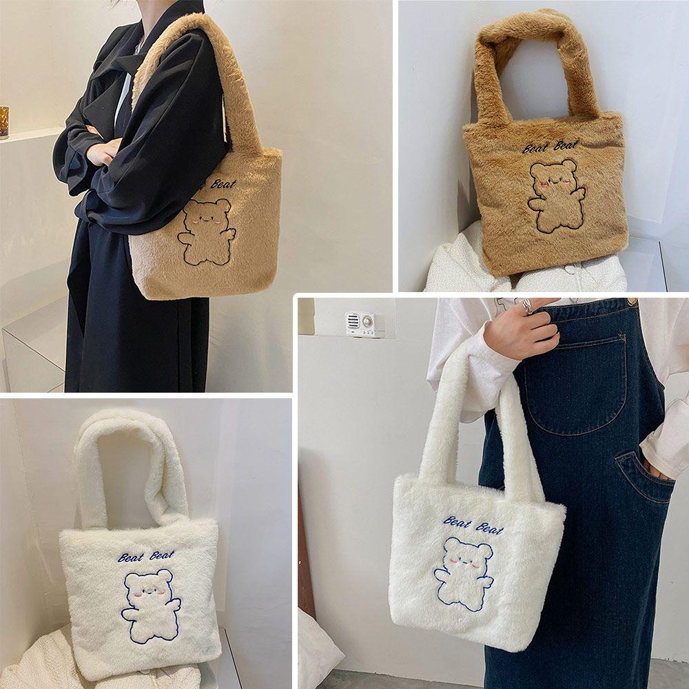 Túi Tote Đeo Vai Bằng Lông Mềm Mại Sức Chứa Lớn Phong Cách Châu Âu Cho Nữ