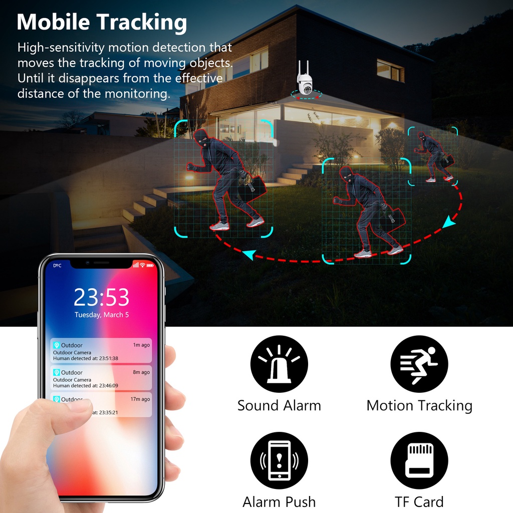 Camera An Ninh Không Dây Hamrol 3MP Mini PTZ APP 5G 1080P Màu Sắc Tự Động Theo Dõi Ban Đêm