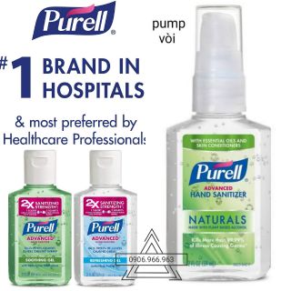 (Có sẵn-Bill Mỹ) Nước rửa tay khô PURELL mẫu mới 2X 2oz - 59ml