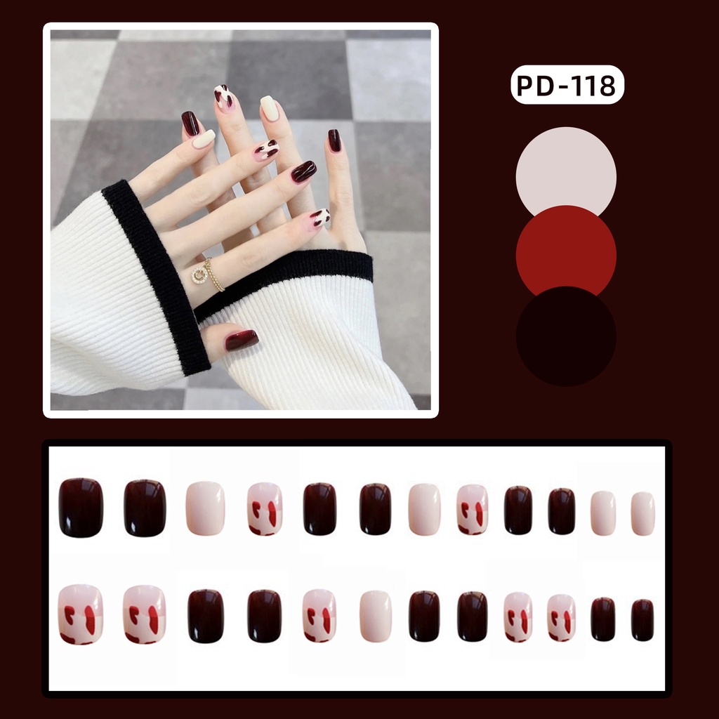 Set 24 móng tay giả PD118 thiết kế thời trang Jojo móng giả đẹp có keo dán nhiều mẫu mã đẹp