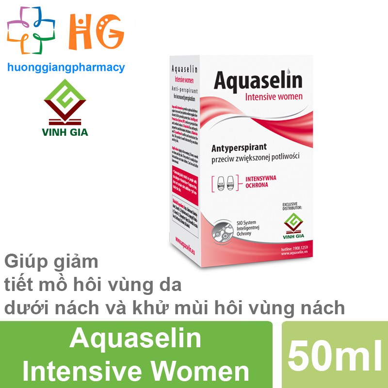 Aquaselin Intensive Women - Giúp làm giảm tiết mồ hôi vùng da dưới nách và khử mùi hôi vùng nách cho cơ thể (Lọ 50ml)