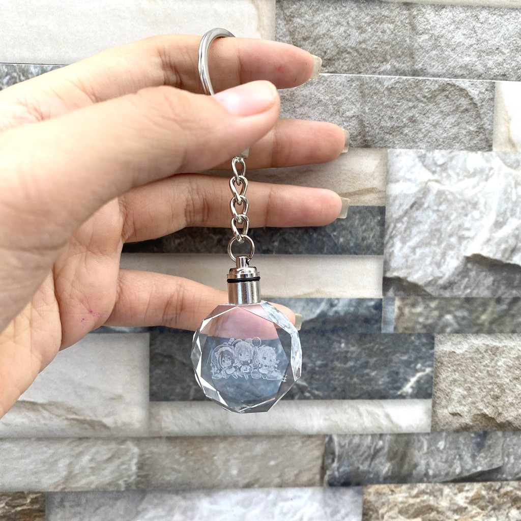 Móc khóa phát sáng Princess Connect Re: Dive thủy tinh pha lê anime chibi