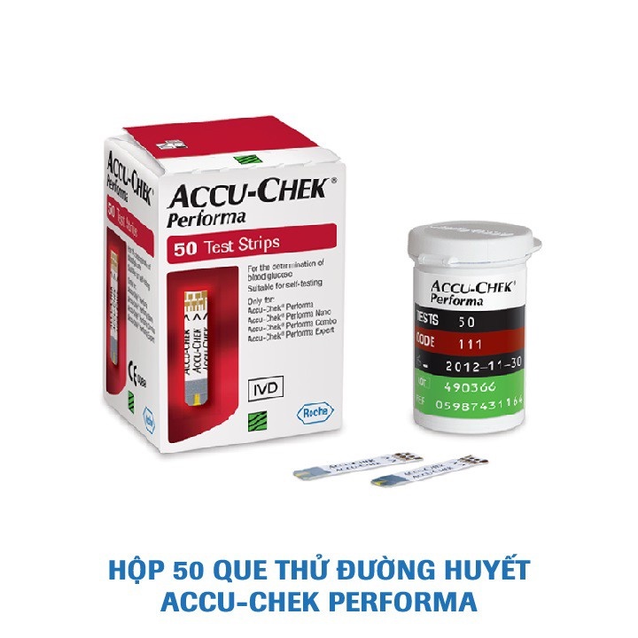 Que thử đường huyết Accu-Chek Performa. Hộp 50 que