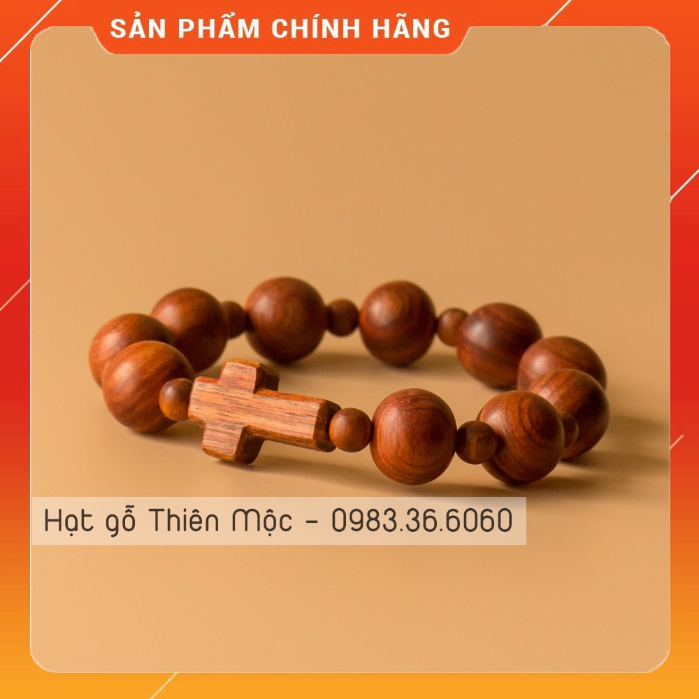 Vòng tay Mân Côi gỗ Hương, chất gỗ thơm ngọt dễ chịu, vòng tràng hạt mân côi đeo tay Công Giáo