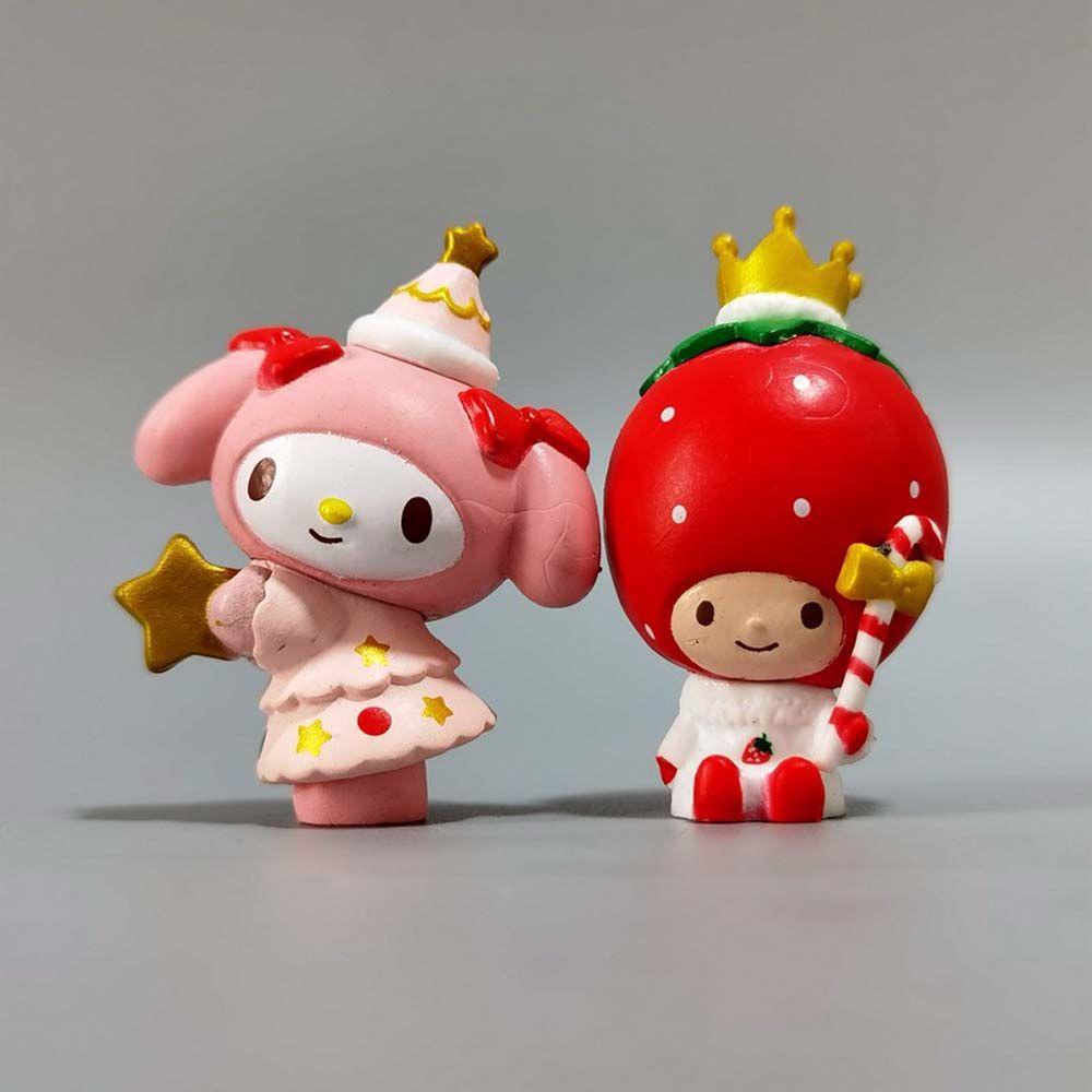 Set 6 Mô Hình Tượng Kuromi Hoạt Hình My Melody Trang Trí Bàn Làm Việc