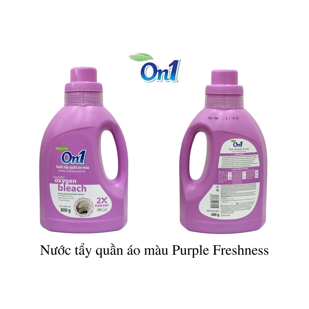 Nước tẩy quần áo màu On1 hương Purple Freshness 800g N7501 khử mùi hôi ẩm mốc lưu hương thơm mát - Lixco Việt Nam