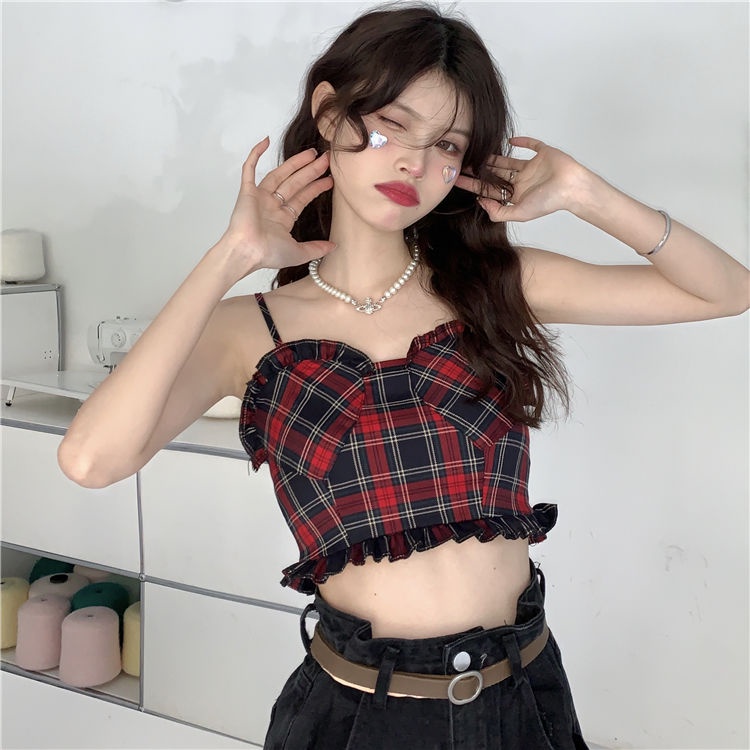 Áo Hai Dây Ngắn Họa Tiết Kẻ Sọc Phong Cách Cổ Điển Thời Trang 2022 Cho Nữ