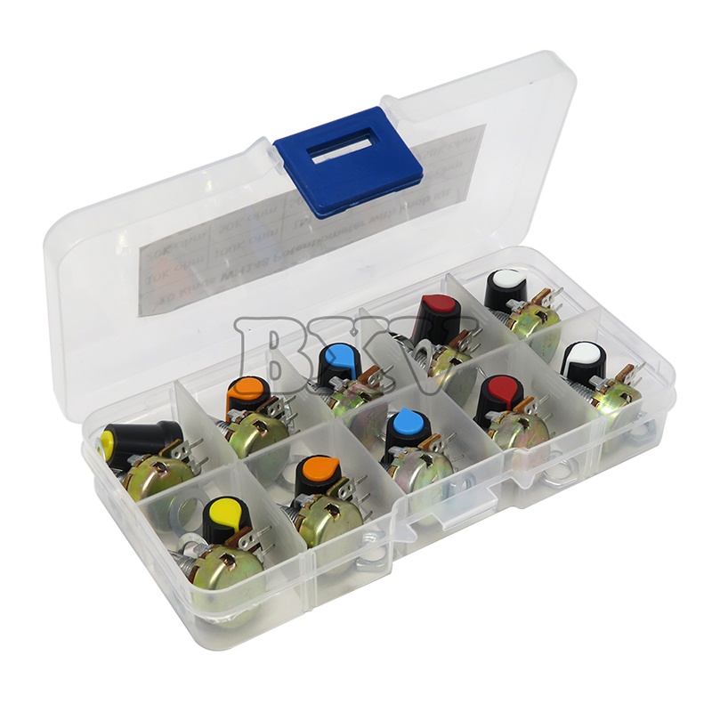 Bộ Chiết Áp Xoay Tuyến Tính WH148 IBUW B1K 2K 5K 10K 20K 50K 100K 250K 500K 1M 15MM Có Nắp 3pin