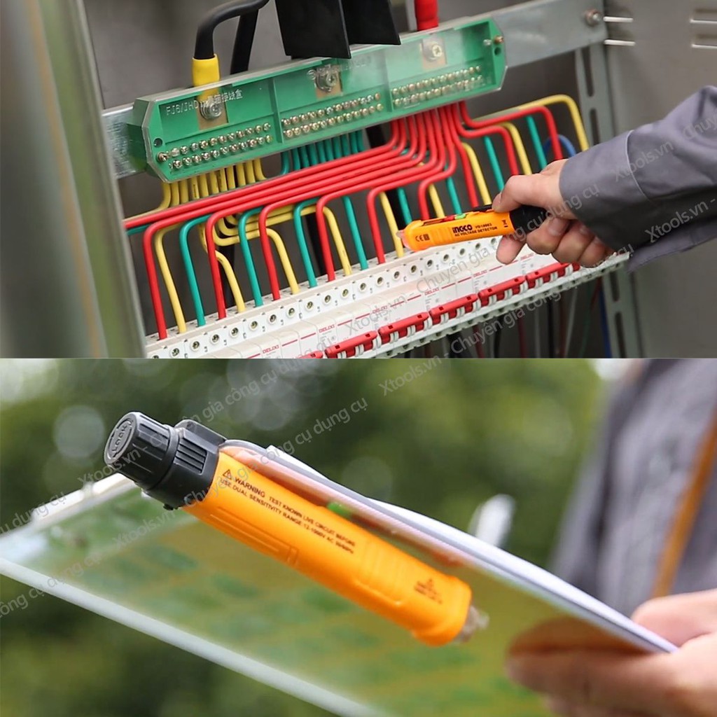 Bút thử điện kỹ thuật số đa năng thông minh 1000V INGCO VD10003 đầu dò cảm ứng tự động phân biệt dây nguội và dây nóng