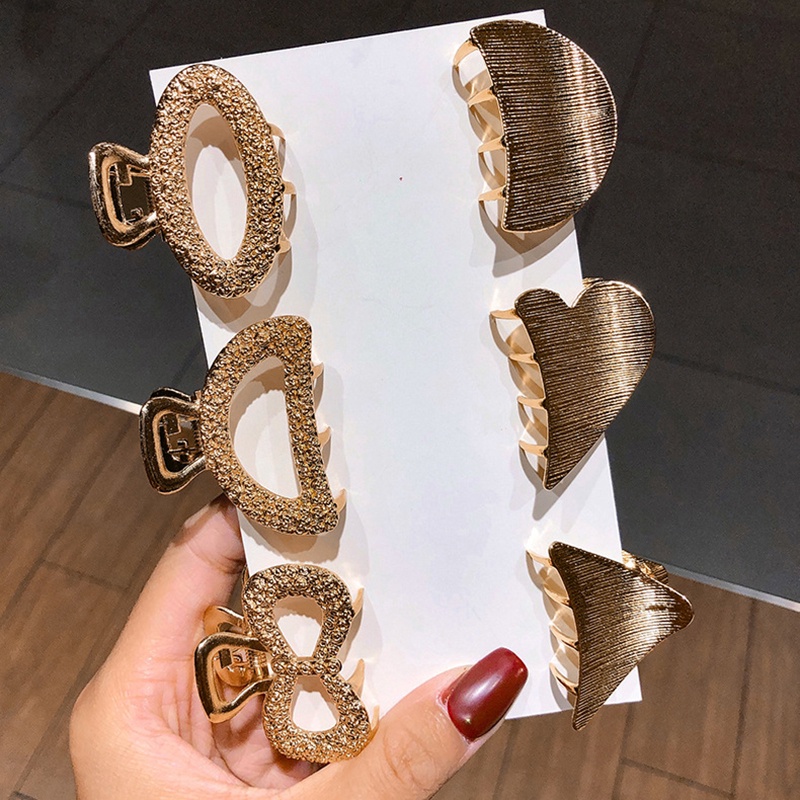 Kẹp Tóc Nữ Kim Loại Hình Học, Kẹp Tóc Thắt Nơ Rỗng Thời Trang Tắm Cho Bé Gái Làm Cho Up Hairclips Nữ Phụ Kiện Tóc