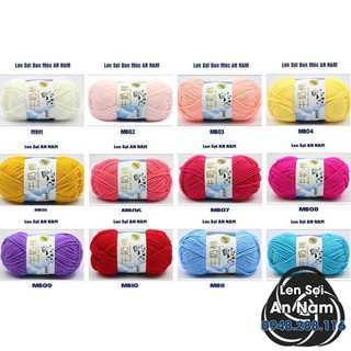 [Bảng 1] Len Cuộn Đan Móc Khăn Áo Mũ - Milk Bò [chọn màu]