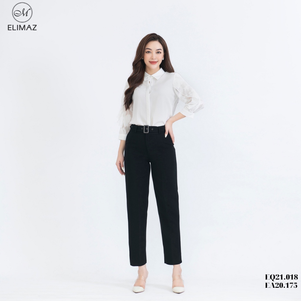 Quần tây âu công sở nữ lưng cao đai vuông điều chỉnh chất liệu tuyết mưa hàn cao cấp ELIMAZ EQ21.018