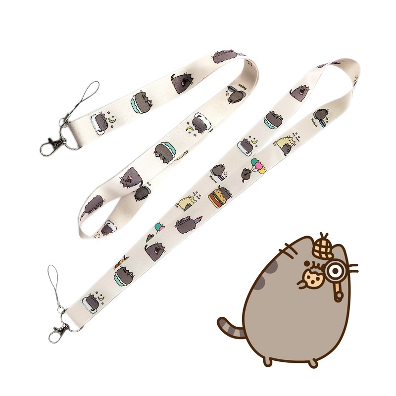 Dây Đeo Điện Thoại/Thẻ ID In Hình Mèo Pusheen Dễ Thương Chống Thất Lạc Cho Học Sinh