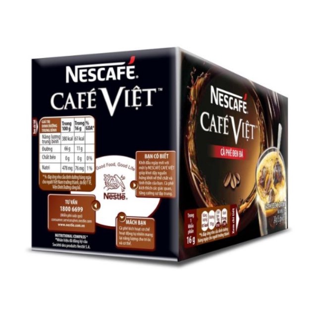 Combo 2 hộp Nescafe Việt đen đá hộp 15 gói x 16g (240g) - cà phê Việt, cafe đen đá hòa tan date mới