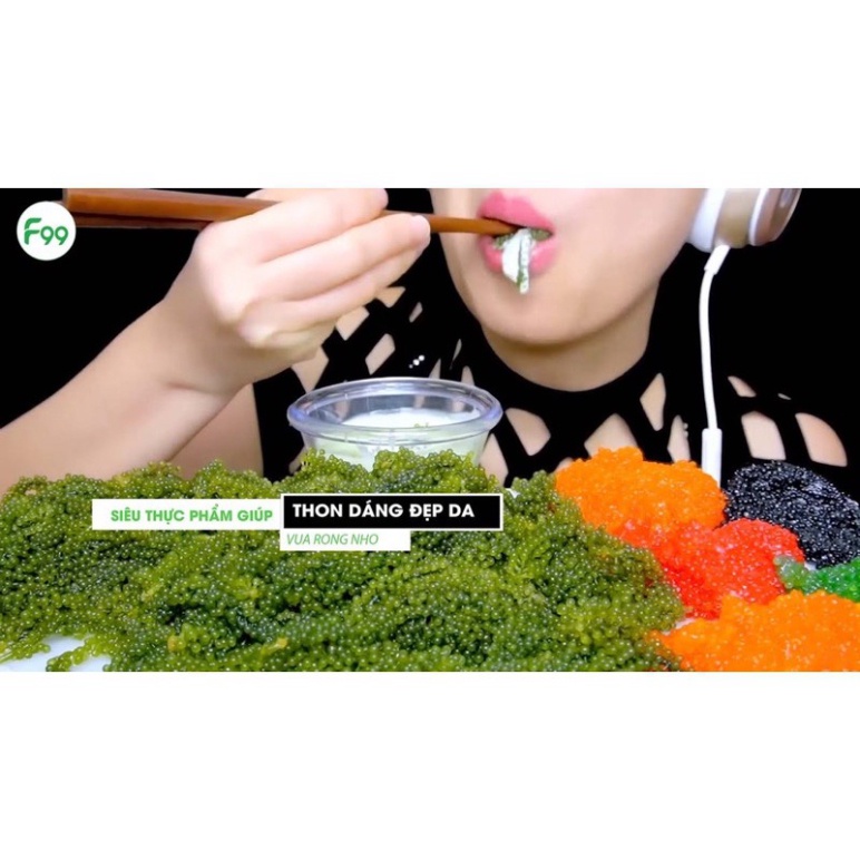 Nguyên Hộp 200gr (10Gói) Rong nho tách nước cao cấp Green food + Tặng 1 Gói sốt mè rang 15ML