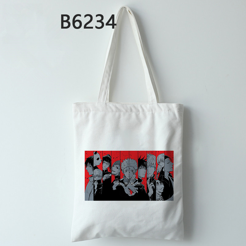 Túi Xách canvas Cỡ Lớn Họa Tiết anime jujutsu kaisen Phong Cách Hàn Quốc
