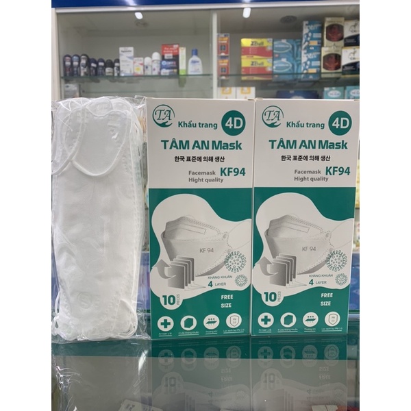 Khẩu trang KF94-  Thùng 300 cái (30 Hộp) Cao Cấp Tâm an Mask Ôm sát mặt - Hàng Xuất khẩu