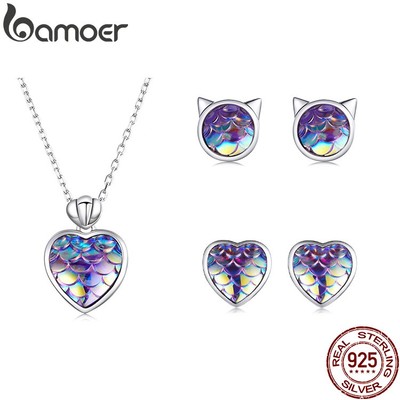 Bamoer Vòng cổ Bạc 925 Họa Tiết Vảy Cá sce1300