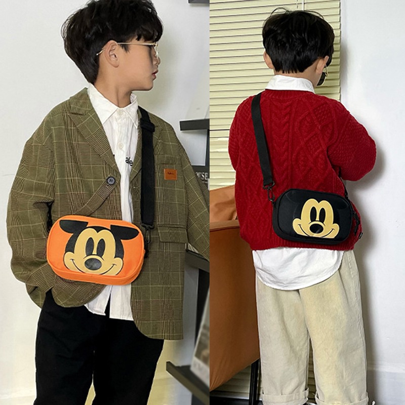 Túi Đeo Chéo Vải Canvas Mini Hình Chuột Mickey Dễ Thương Cho Bé