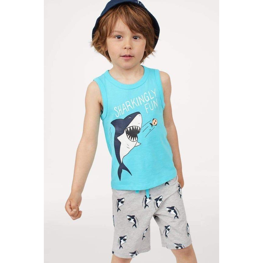 Bộ bé trai ba lỗ chất cotton