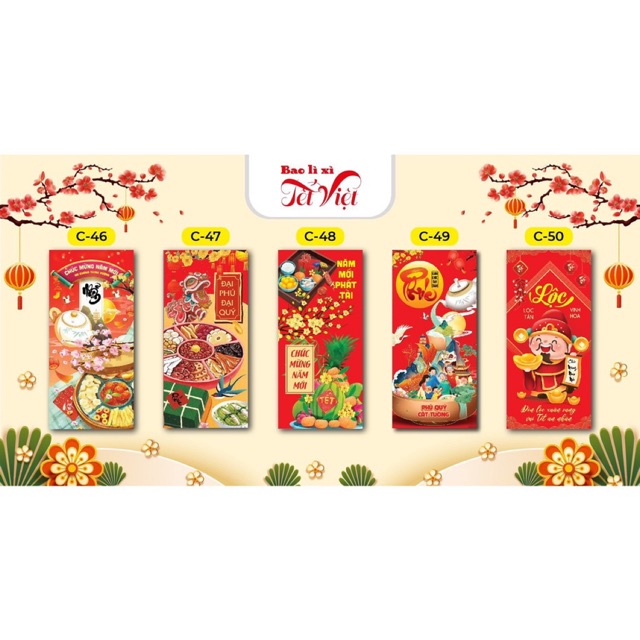 COMBO 50 BAO LÌ XÌ TẾT 2024, MẪU MỚI NHẤT, Mix Nhiều Mẫu Khác Nhau