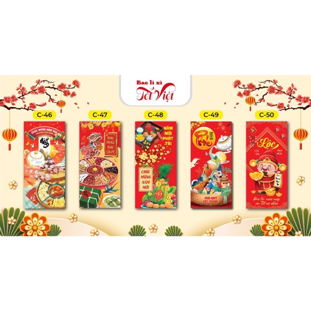 COMBO 50 BAO LÌ XÌ TẾT 2024, MẪU MỚI NHẤT, Mix Nhiều Mẫu Khác Nhau