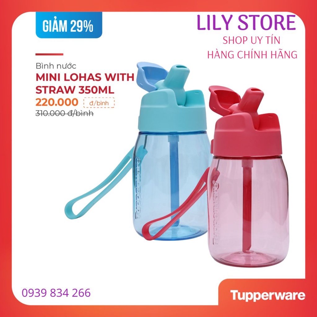 Bình nước Tupperware ❤️ Freeship ❤️ Mini Lohas 350ml chịu nhiệt tốt, màu xinh xắn