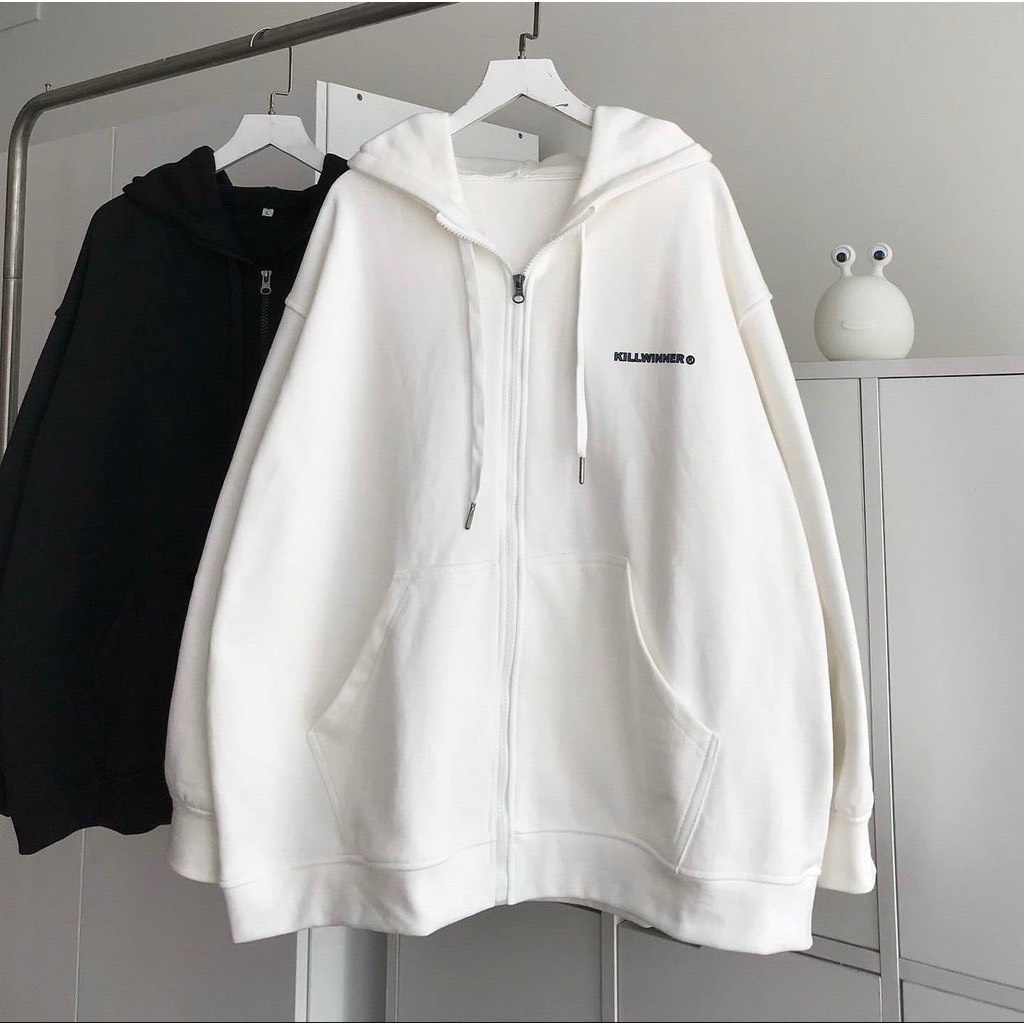 Áo Khoác Hoodie nữ Zip Nỉ Ngoại form rộng tay bồng kiểu trẻ trung năng Động