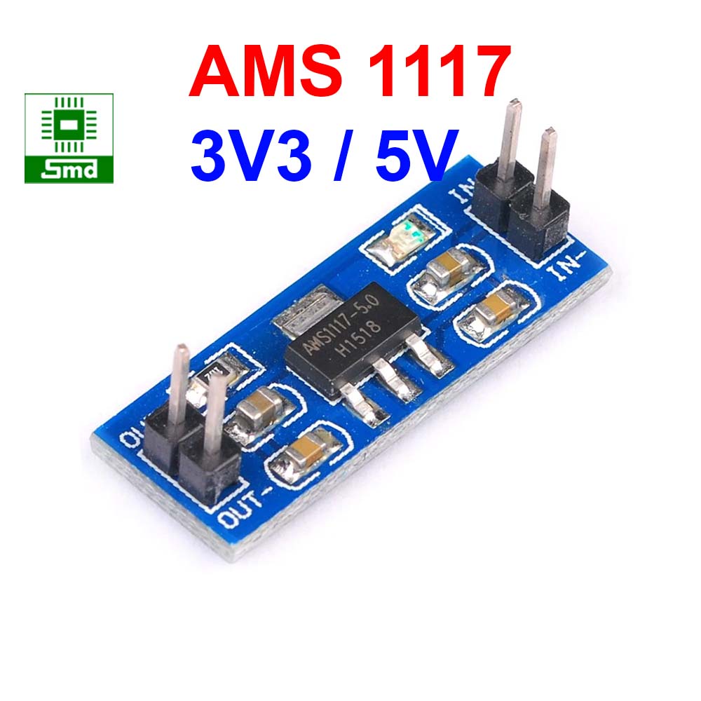 Mạch nguồn hạ áp AMS1117 3V3 5V Module nguồn ổn áp điện áp 3V3 5V 800mA LM1117 Đầu vào 5V 12V