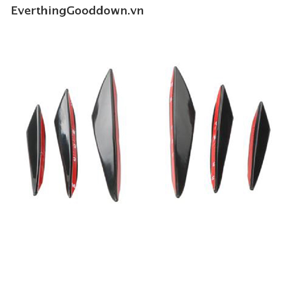 Everthinggooddown Set 6 Thanh Cản Trước Thân Xe Hơi Màu Đen Bóng