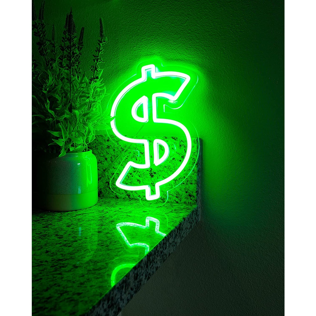 Đèn led Neon trang trí hình Dolar |Đèn neon trang trí phòng ngủ, treo tường
