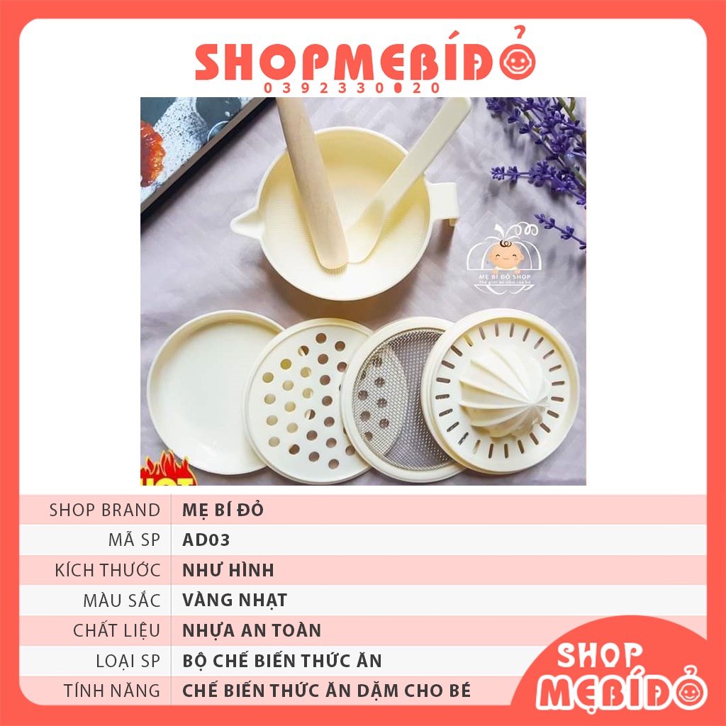 Bộ chế biến ăn dặm 7 chi tiết kiểu Nhật cho bé AD03 - Shop Mẹ Bí Đỏ