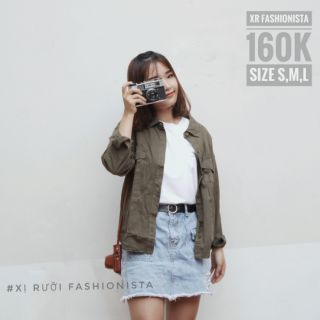 [Đủ size S,M,L] Về đủ 4 màu Áo khoác sơ mi unisex nam nữ [màu rêu]
